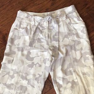 White house black market silk camo pants, size 8